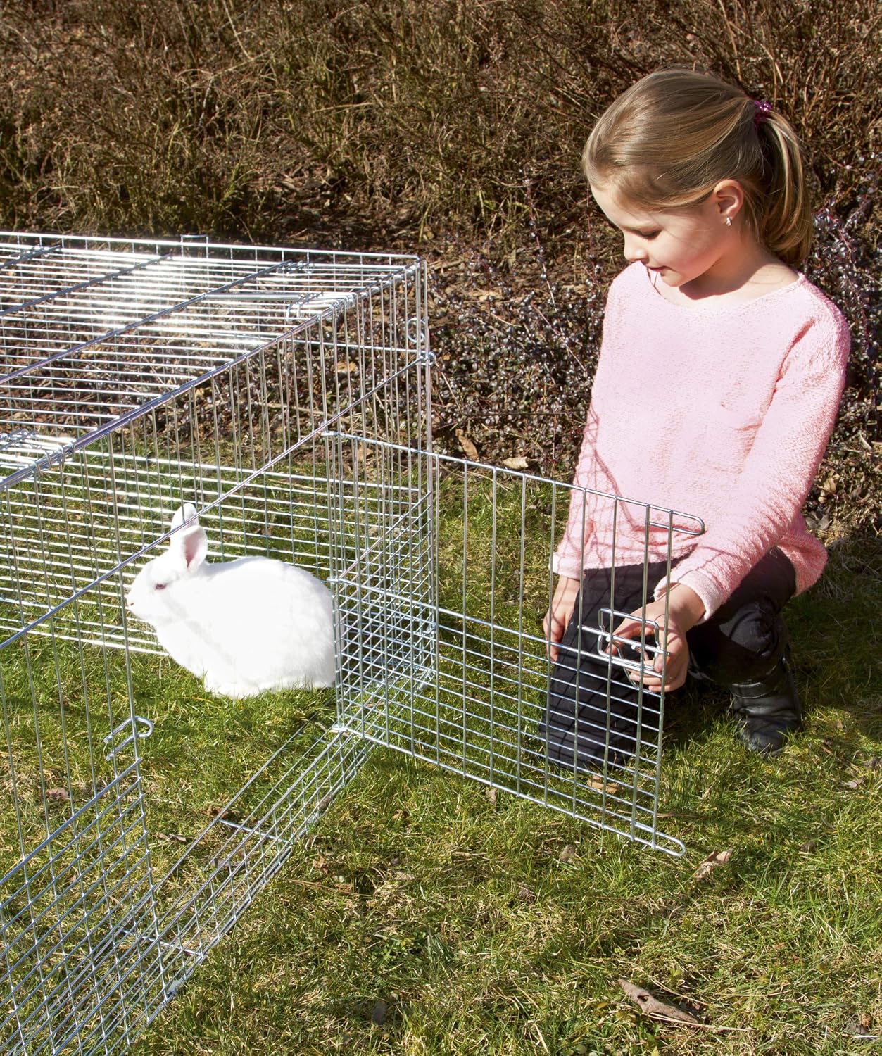 Kerbl 81701 Young Animal Outdoor Cage with Escape Locking Device 144 x 112 x 60 cm, green, 144 cm L x 112 cm W x 60 cm H - Image 3