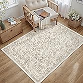 PureCozy Light Brown Area Rug 3x5 Office Entryway Rug Machine Washable Kitchen Vintage Distressed Non Slip Carpet Indoor Retro Floral Accent Throw Door Mat for Bathroom Bedroom Dining Living Room