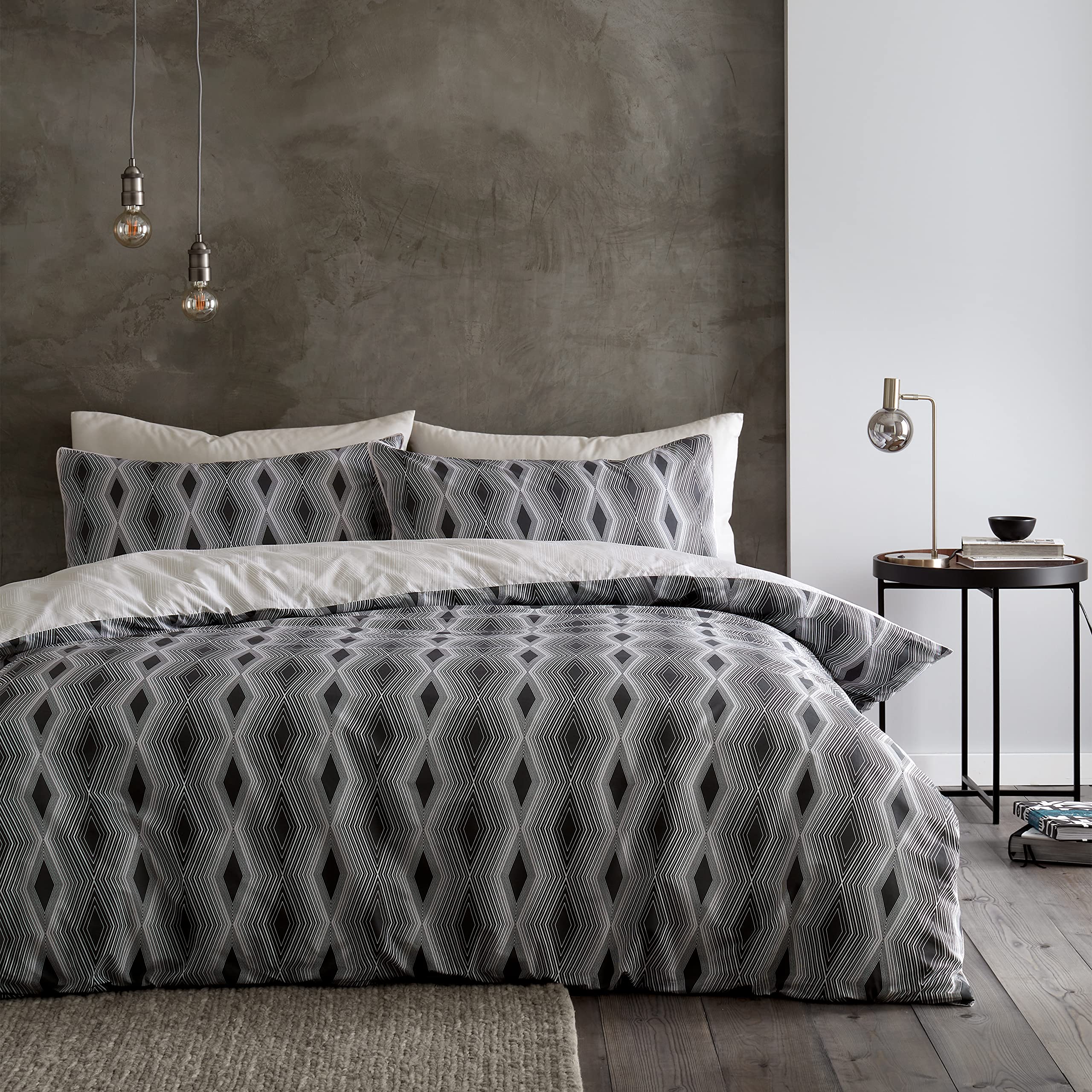 Bianca Ziggurat Geo Cotton King Duvet Set Black/Natural