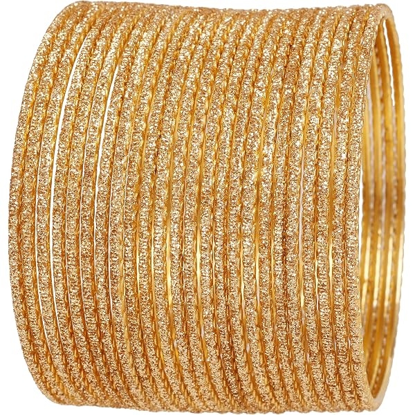 Touchstone Bracciali Bangle Oro Indiani - Set Di 6 Bracciali Rigidi Fashion Per Donne - Gioielli Etnici Per Matrimonio - 2