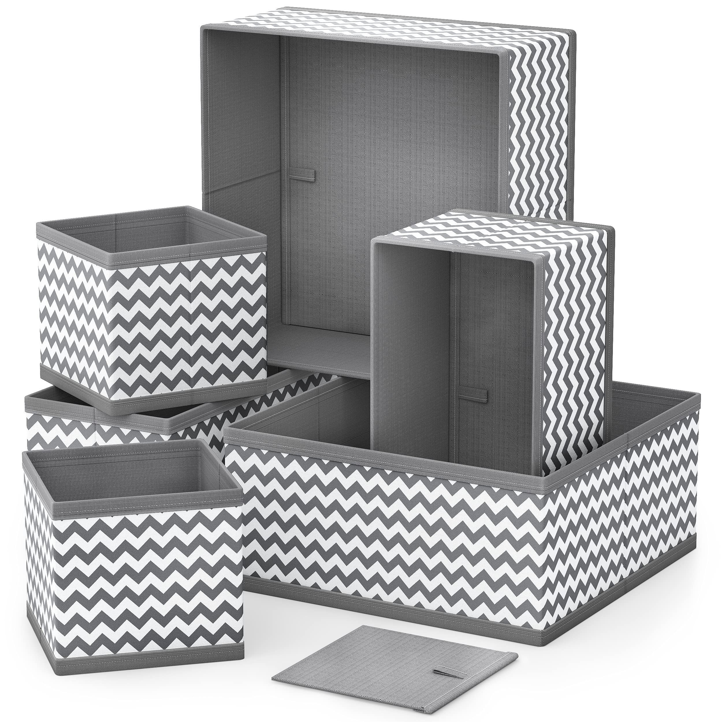 SQUARY Drawer Organiser Pack - 6 Foldable Fabric Baby Drawer Organisers for Socks, Bras, Underwears, Ties and Accessories