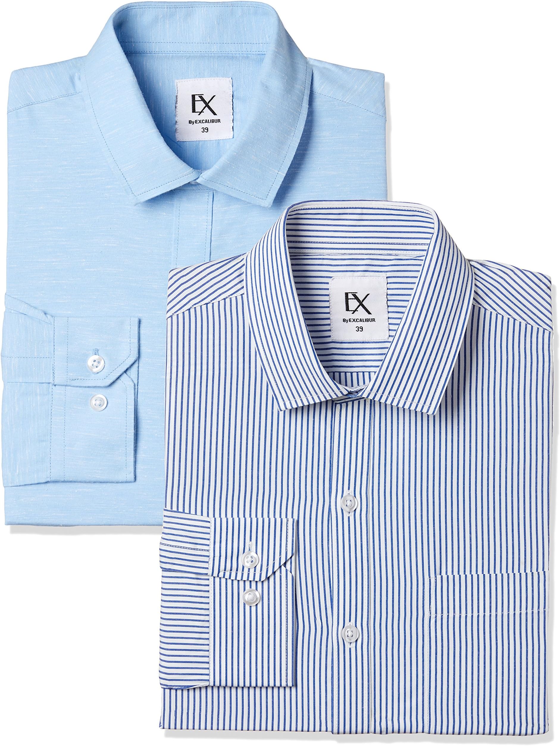 Excalibur by Unlimited Men's Solid Regular Fit Formal Shirt (Pack of 2)(Colors & Print May Vary)