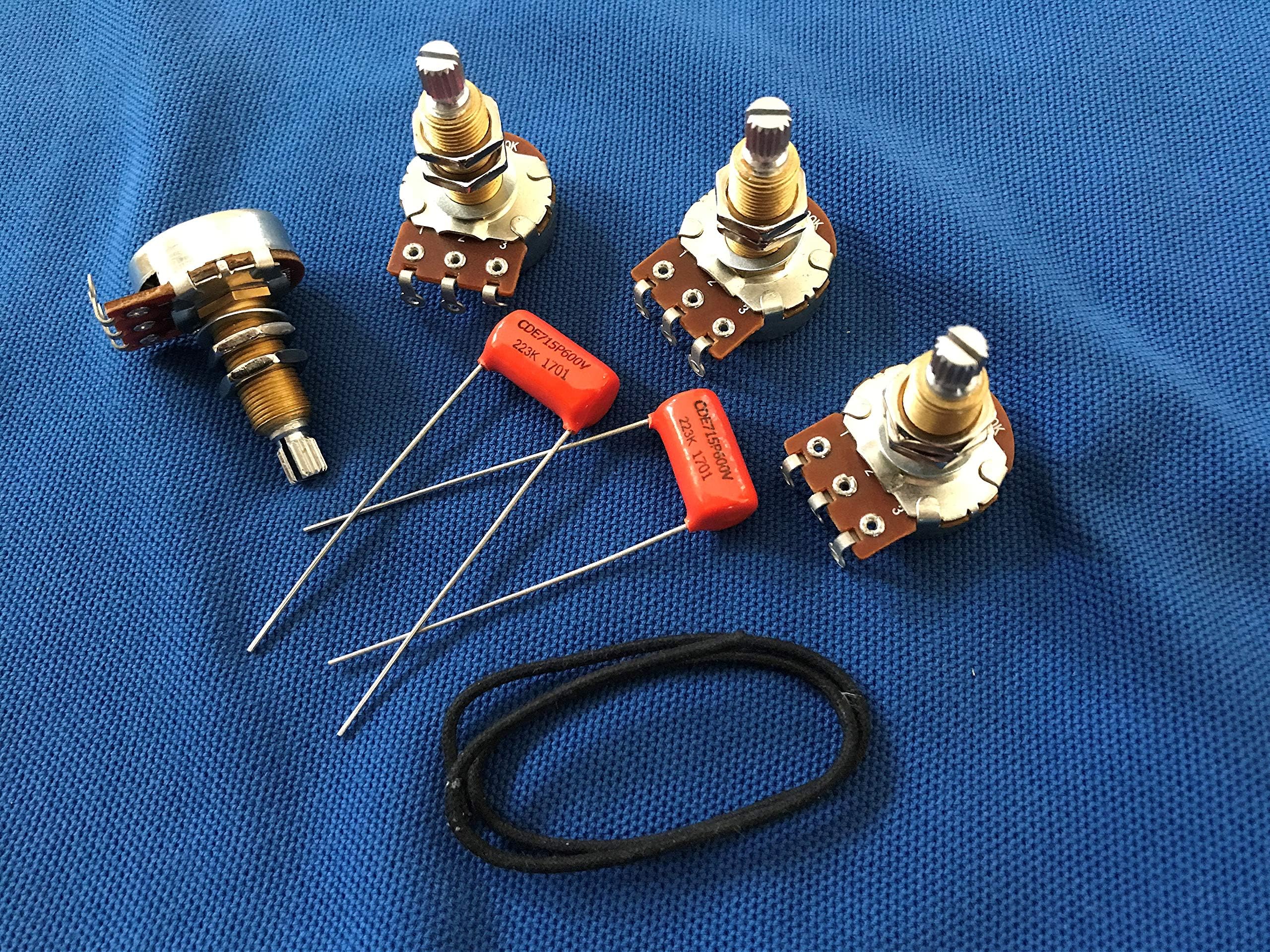 Upgrade Wiring Kit Bourns 500K Les Paul using Long Shaft Pots Orange Drop Tone Caps
