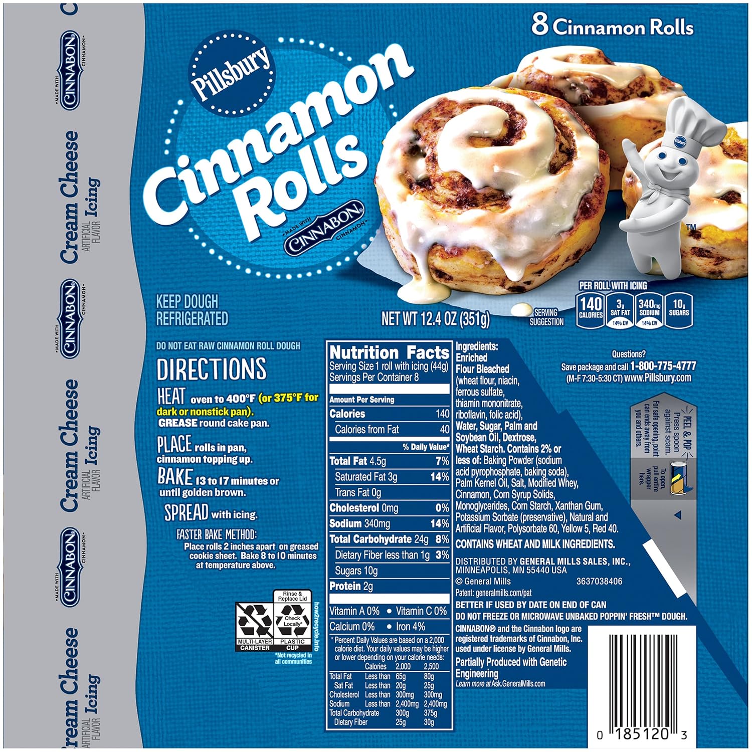 Pillsbury Cinnamon Rolls Cinnabon Cinnamon Cream Cheese Icing 8 Ct 12 4 Oz Amazon Com Grocery Gourmet Food
