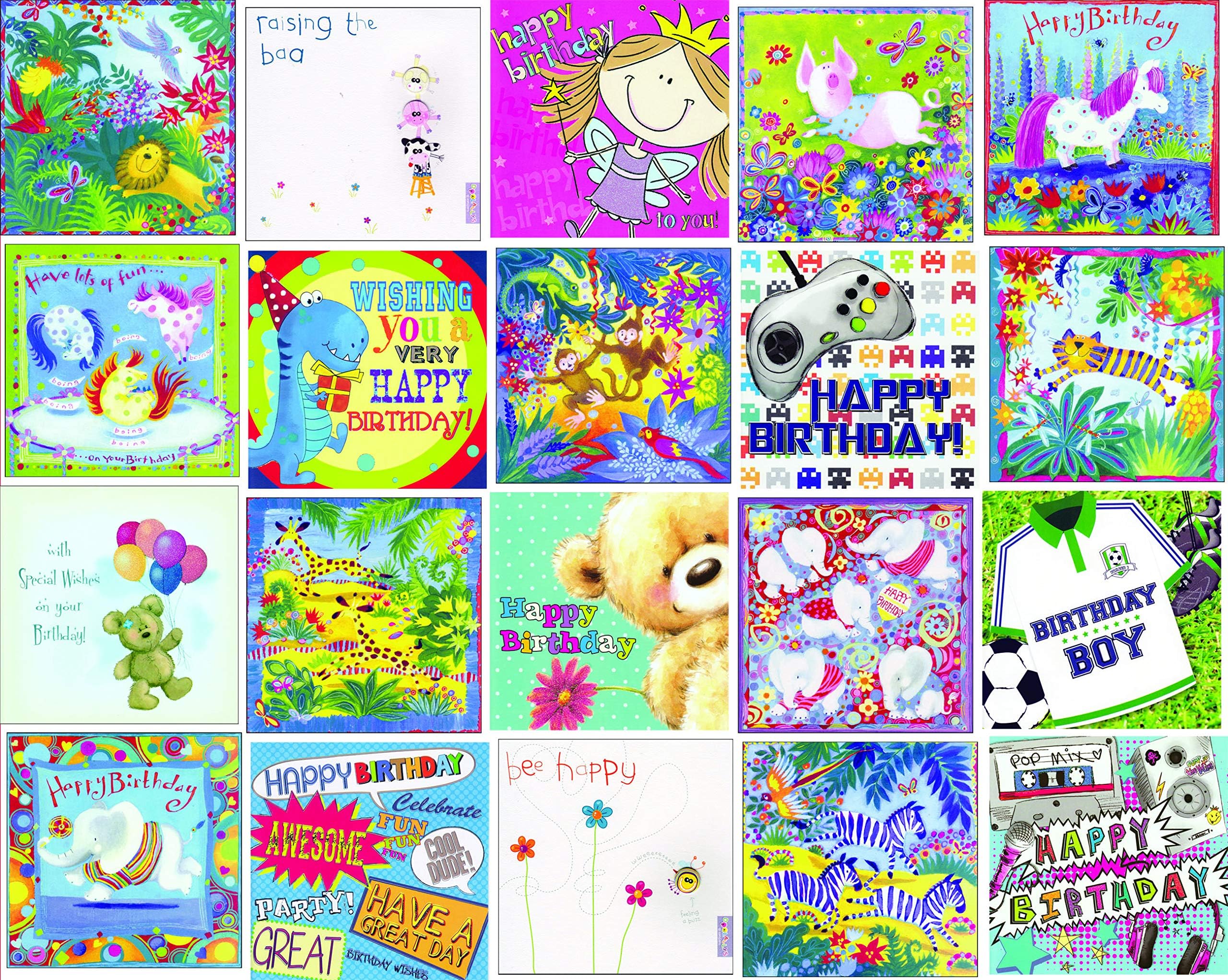 Kids Super Value Mixed Pack 20 Children's Birthday/Greeting Cards