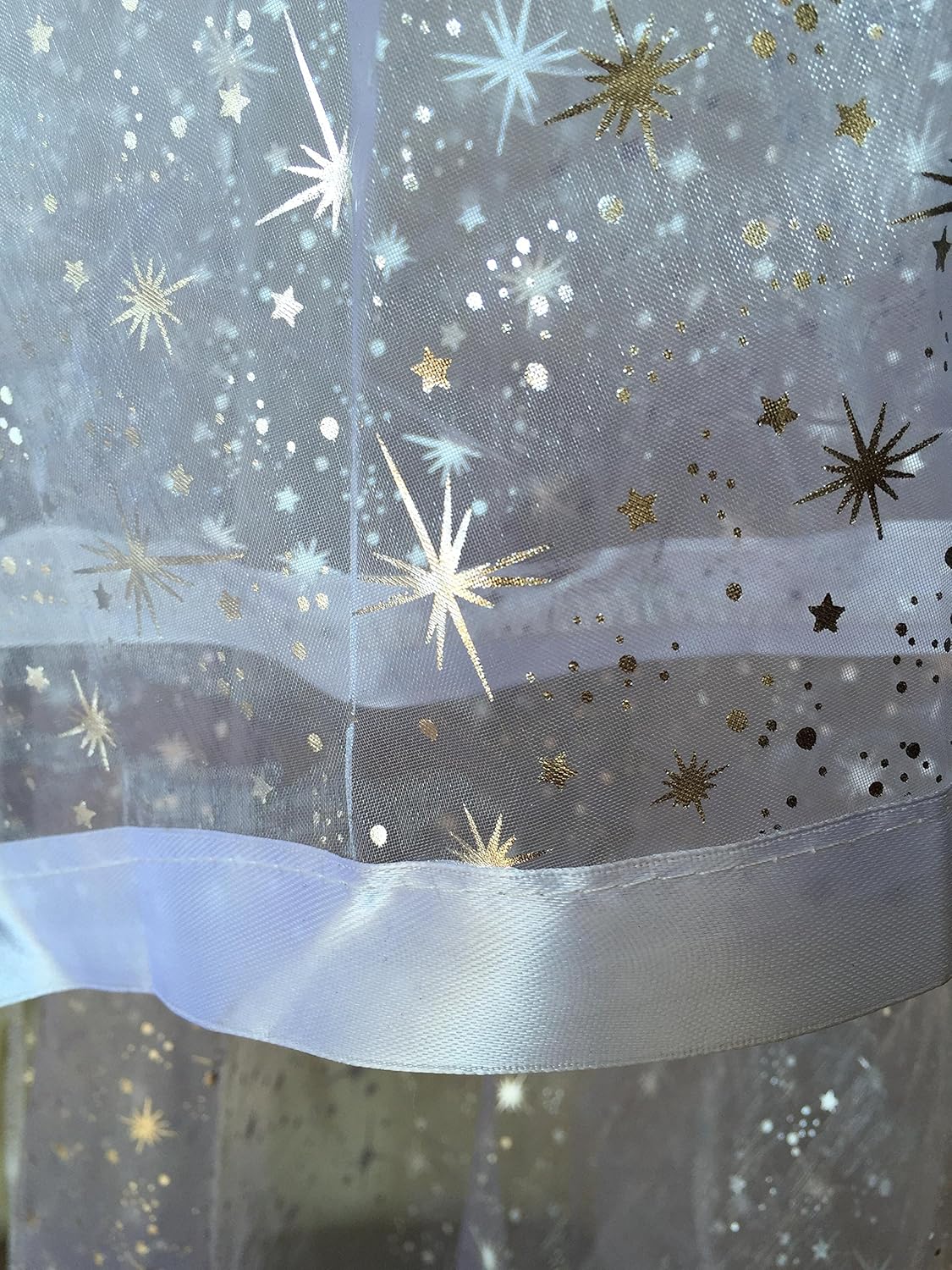 OctoRose Deluxe Organza Sparkle Tastic Princess Bed Canopy (60x250x1000cm) (Silver): Home & Kitchen