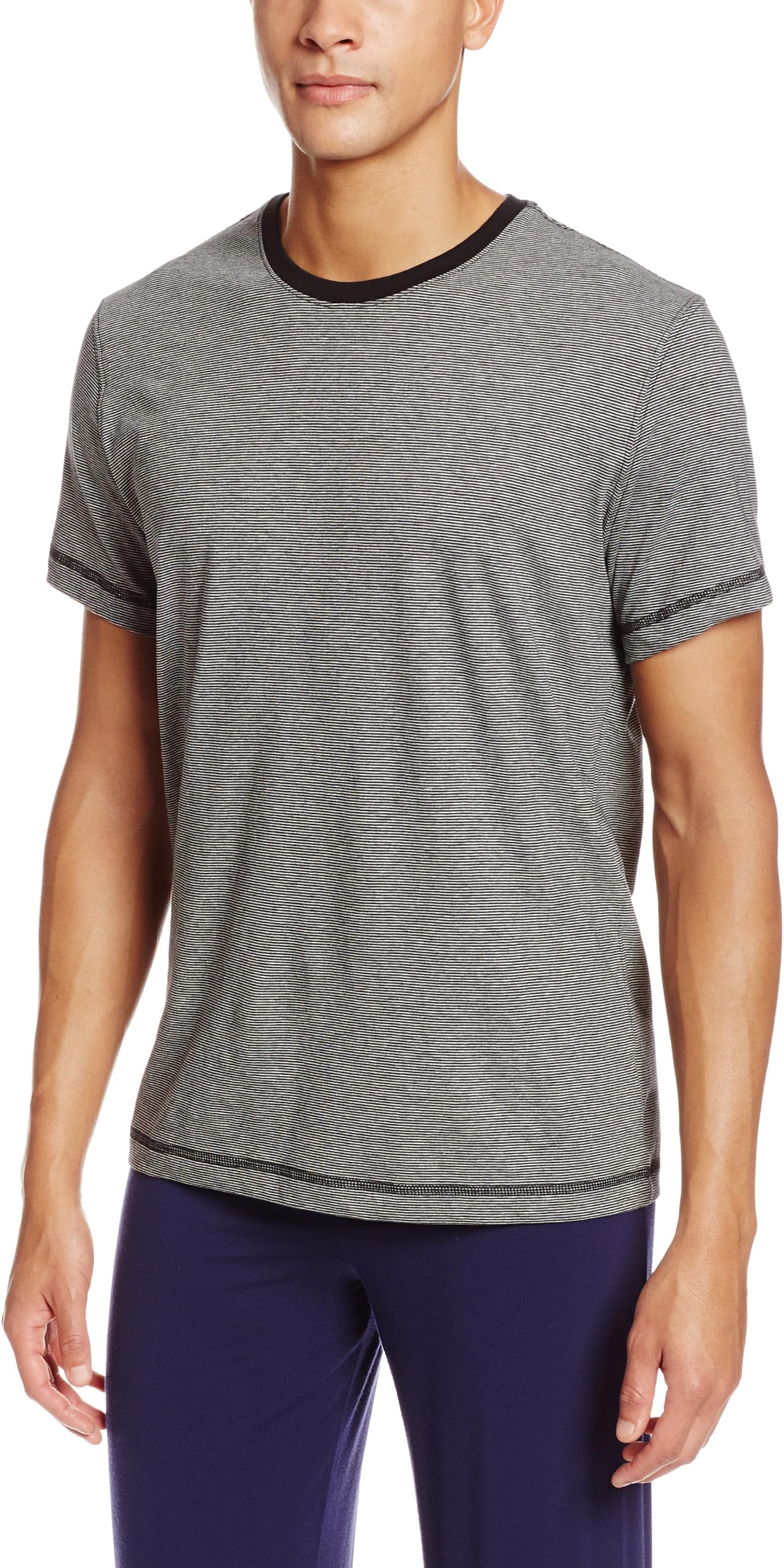 Daniel Buchler Men's Striped Pima Cotton Crew Neck Tee