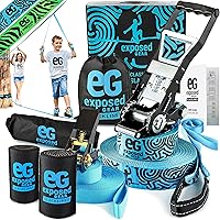 Slackline Kit 60ft with Training Line Tree Protectors High Grade Ratchet + Cover Arm Trainer Set Up Instruction Booklet and C