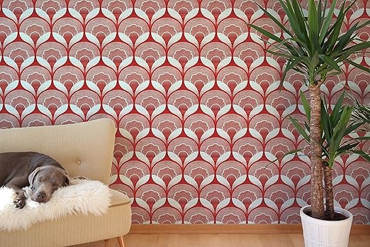 Avoir Images Art Deco Papier Peint Papier Noir Rouge Vert Vintage Retro actualisé par