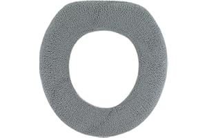 Warm-n-Comfy Soft Toilet Seat Cover - Plush & Thick Fabric Toilet Seat Warmer for Round & Elongated 14x18" Toilet Seats - Reusable, Machine-Washable, Easy-Install - Gift-Ready Packaging - Frost Gray