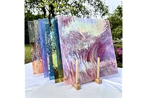 Unicoshape Stained Glass Sheets 12” x 12”, Mosaic Glass 6-Pack (5.8sf), Colorful Cathedral Art and Crafts Sheets for DIY Hobbyists and Projects, Assorted Colors, Easy to Cut (Iridescent Transparent)