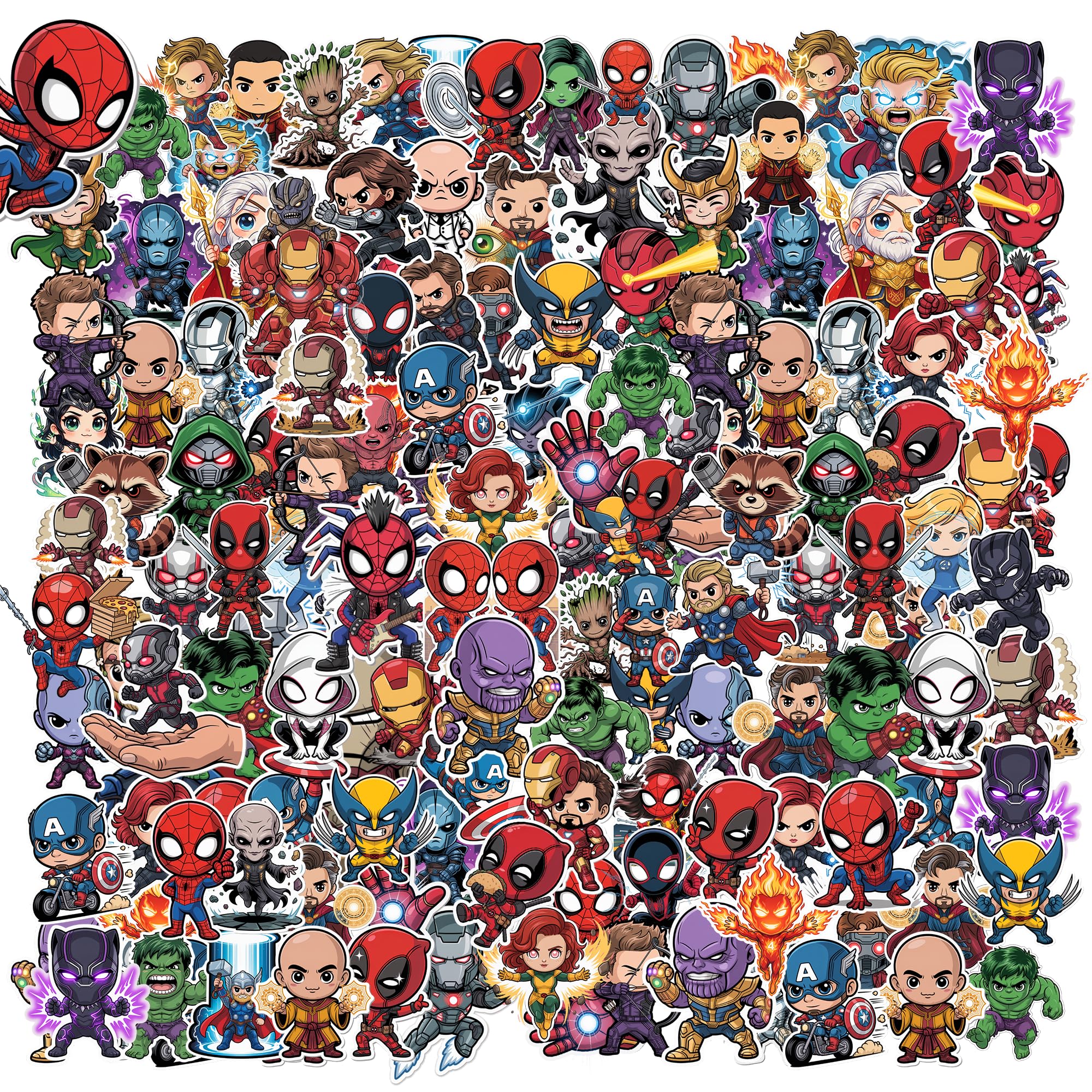 200PCS Superhero Stickers for Kids, Boys, Teens | Cool Characters Bulk Pack | Vinyl Sticker Pack - Laptop, Water Bottle, Skat