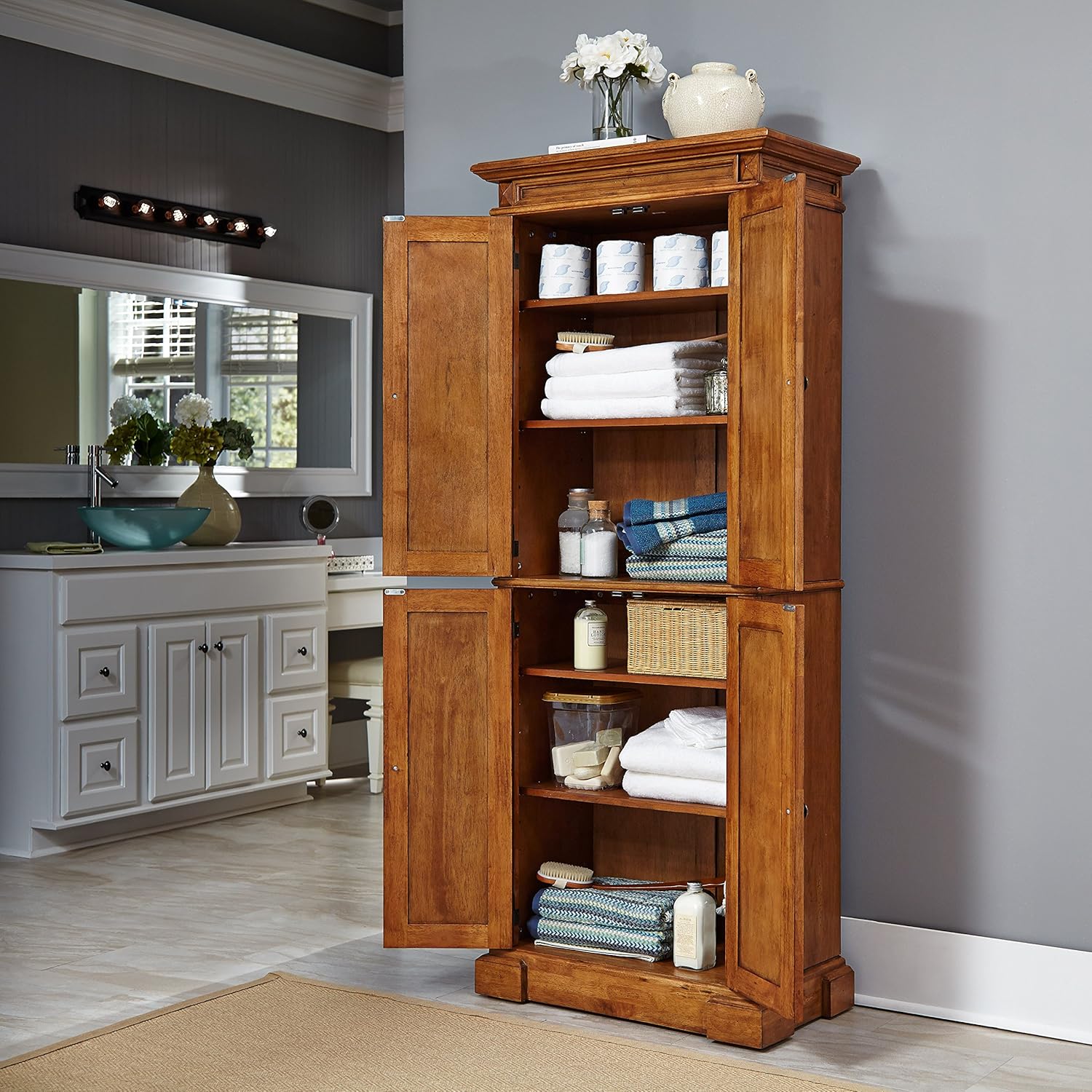 Americana Distressed Oak Pantry by Home Styles: Furniture & Decor