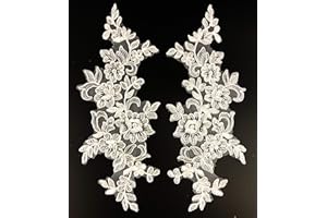 PEPPERLONELY 1 Pair White Delicate Wedding Veil Head Ornaments Lace Applique Lace Trim Dress DIY Lace Accessorie, 27 X 9 cm