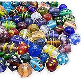 Fun-Weevz Assorted Glass Beads for Jewelry Making Adults, Bulk Glass Beads for Crafts, Lampwork Murano Bead Mix for Bracelets and Necklaces, Crafting Beads Supplies Kit, Large & Small Beads