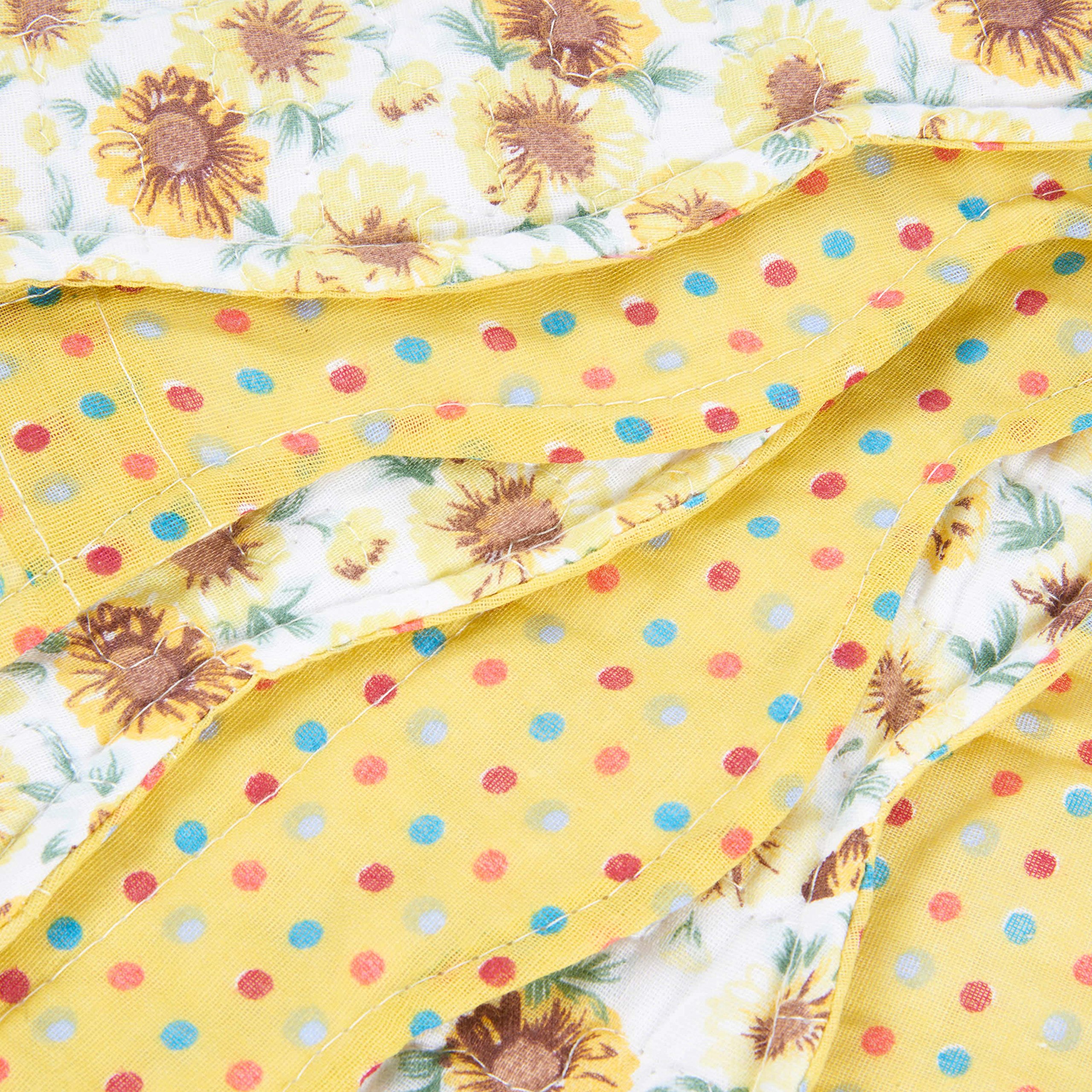 100 Cotton 3Piece Polka Dot Sunflower Patchwork Bedspreads Quilt Sets