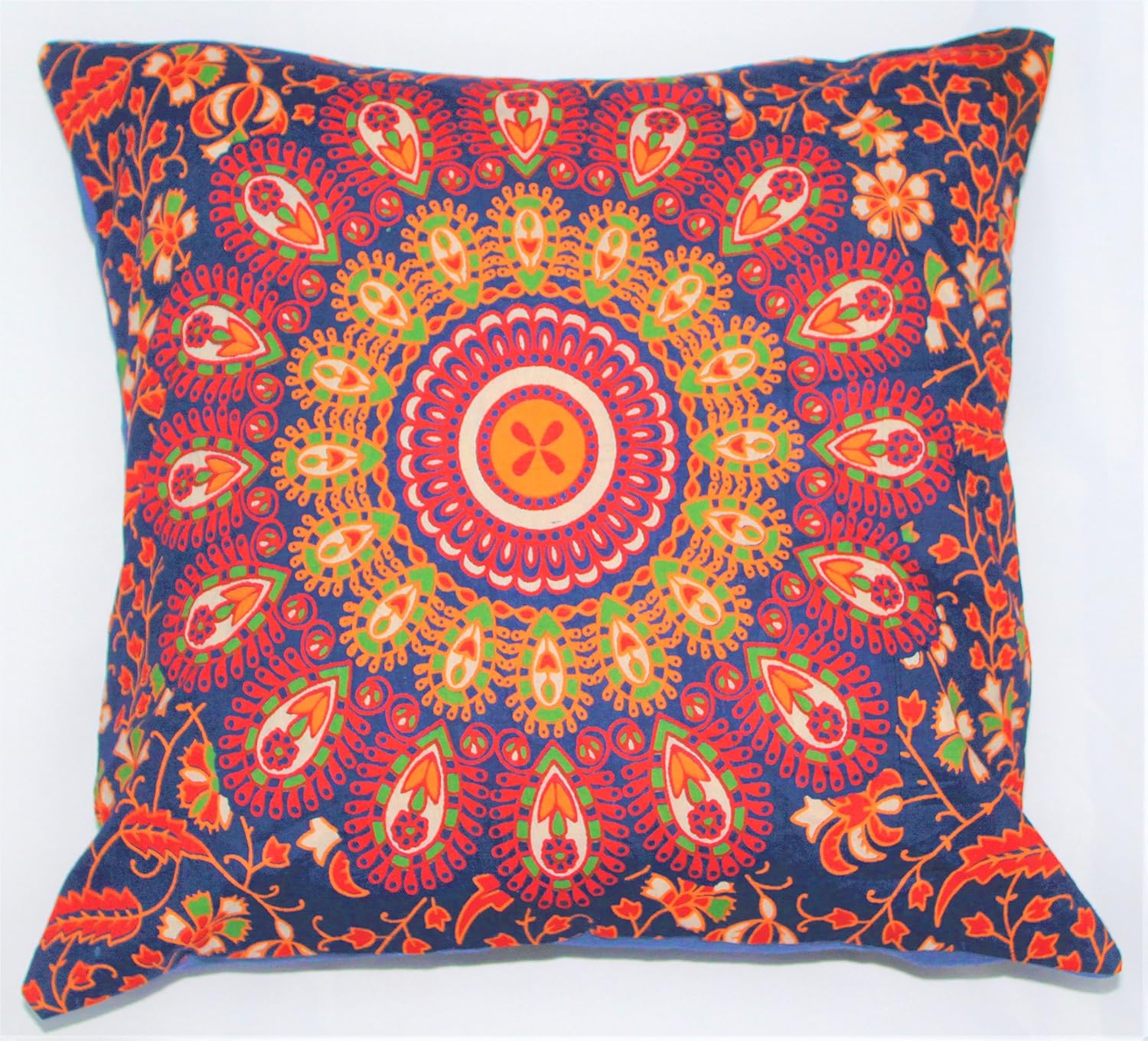 Amazon Com 16x16 Indian Ethnic Mandala Peacock Bohemian Colorful Cotton Square For Sofa Set Home Decorative Boho Throw Pillow Case Cushion Cover Green By Monika Enterprises Mogi Home Kitchen