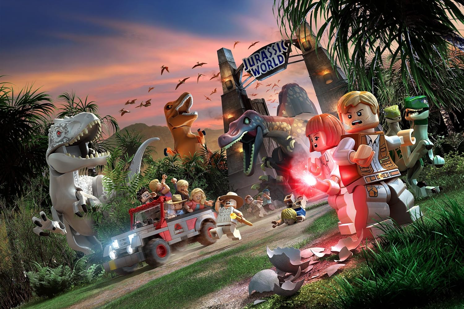 Lego Jurassic World! Framed Canvas Picture Wall Art Amazon.co.uk