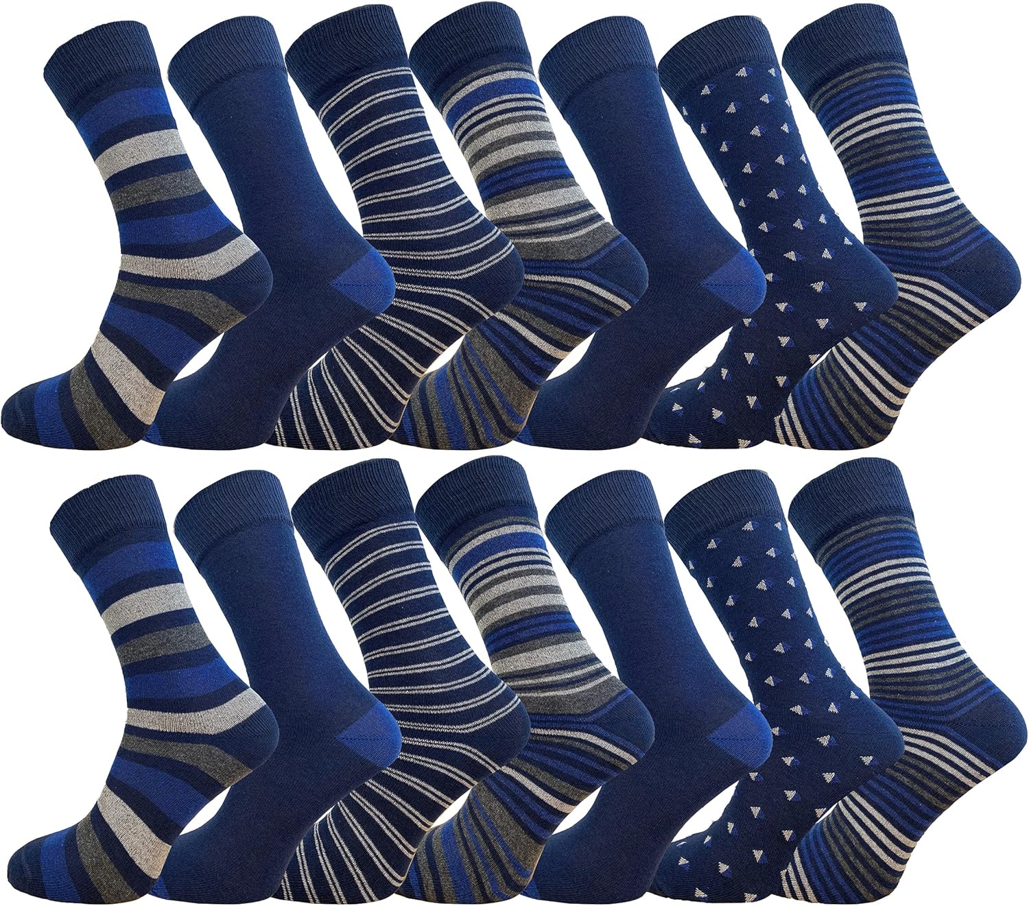 14PK Mens FCO Design Ankle Socks UK 611/EU 3945 Blue Stripes