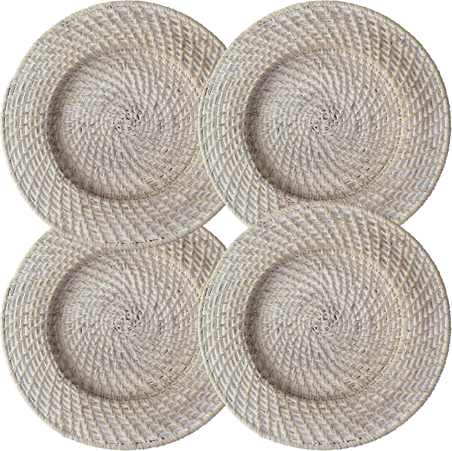 4 Packs Wicker Charger Plates for Dinner, Party, Wedding Woven Rattan