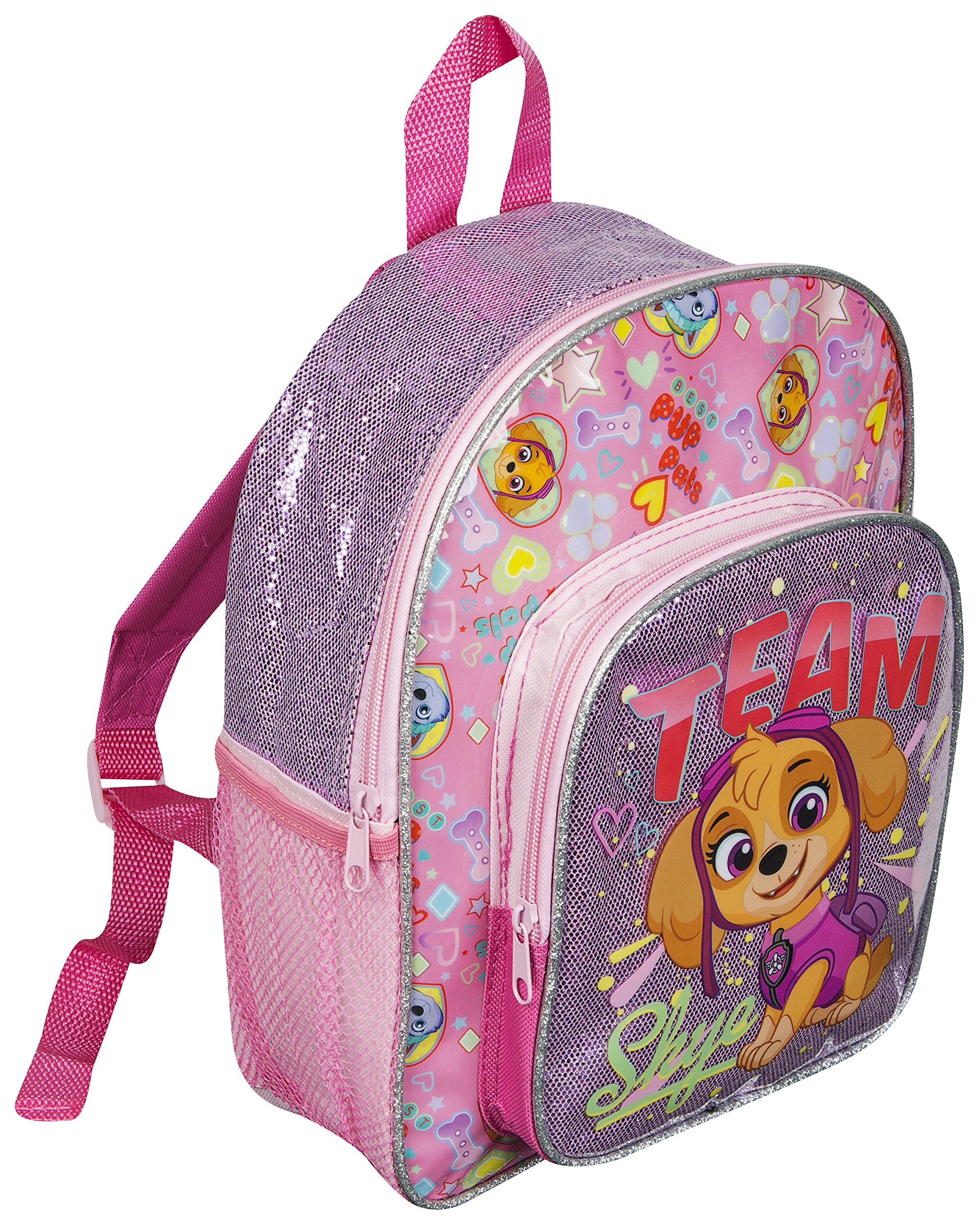 PAW PATROL GIRLS SKYE GLITTER GIRLS KIDS BACKPACK WITH POCKET RUCKSACK