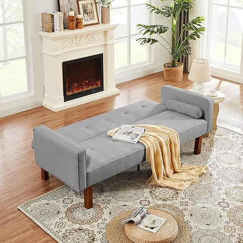 Verfur Upholstered Futon Sofa Bed for Small Button