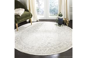 SAFAVIEH Adirondack Collection Area Rug - 3' Round, Ivory & Silver, Oriental Distressed Design, Non-Shedding & Easy Care, Ideal for High Traffic Areas in Living Room, Bedroom (ADR109C)