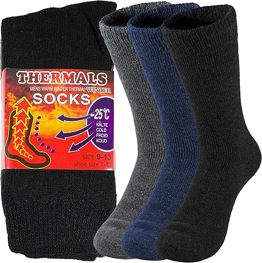 3 – 6 pares de meias térmicas masculinas de inverno com isolamento térmico grosso