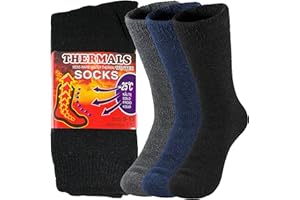 NevEND 6 Pairs Men's Winter Thermal Boot Thick Insulated Heated Socks For Cold Weather Outdoor Activities