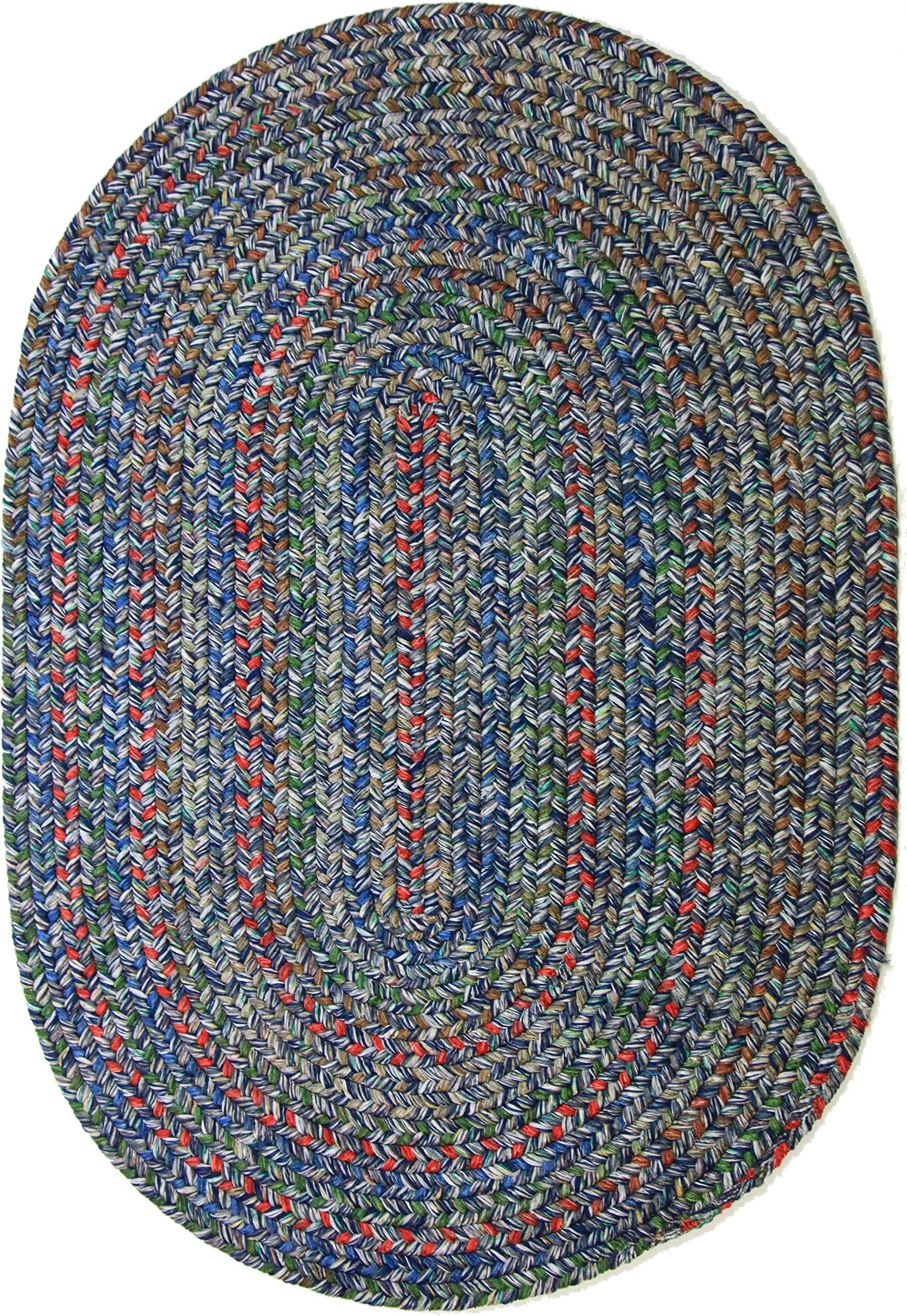 RRI Home Decor Sonya Indoor/Outdoor Oval Reversible Braided Rug, 2 by 3-Feet, Denim Multicolor