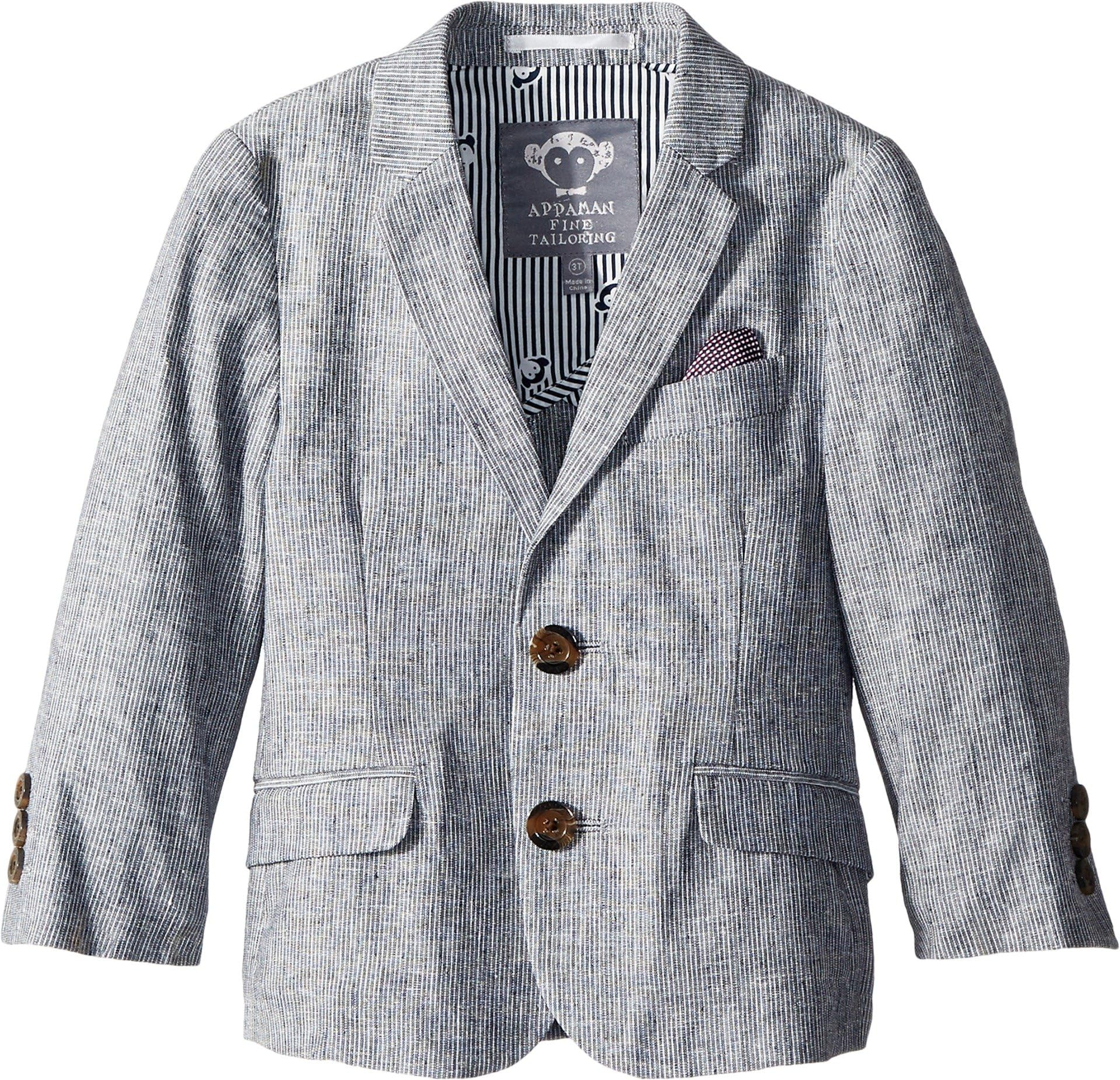Appaman Kids Boy's Structured Blazer with Pocket Detail (Toddler/Little Kids/Big Kids) Railroad Stripe 7 Little Kids