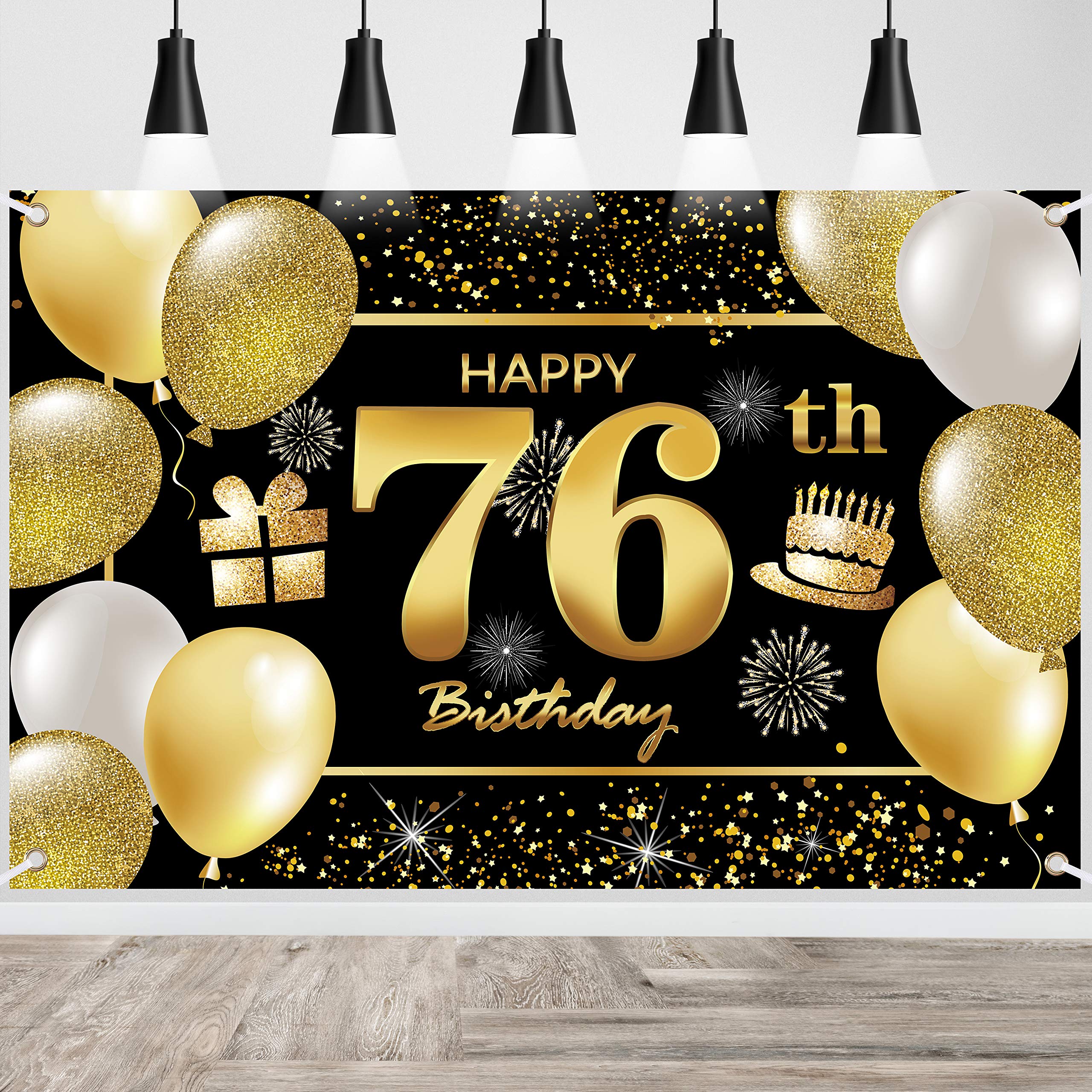 76th Happy Birthday Banner IMISI Birthday Decorations Backdrop for Party