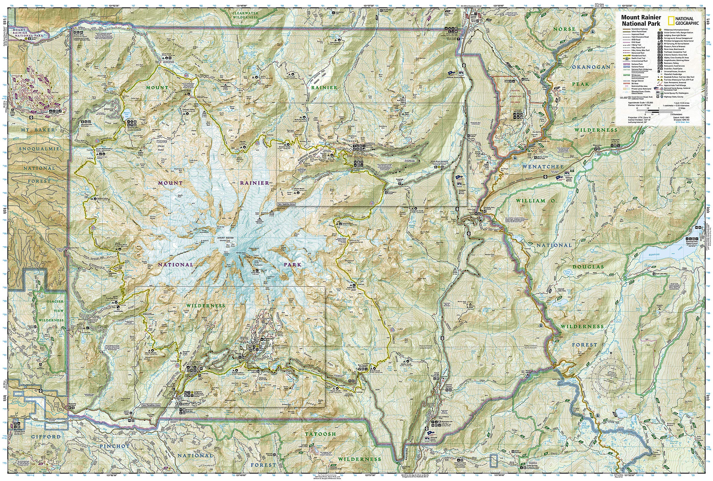 Mount Rainier National Park Map 217 Mount Rainier National Park, Washington: Outdoor Recreation Map:  National Geographic Maps: 0749717012172: Books - Amazon.ca