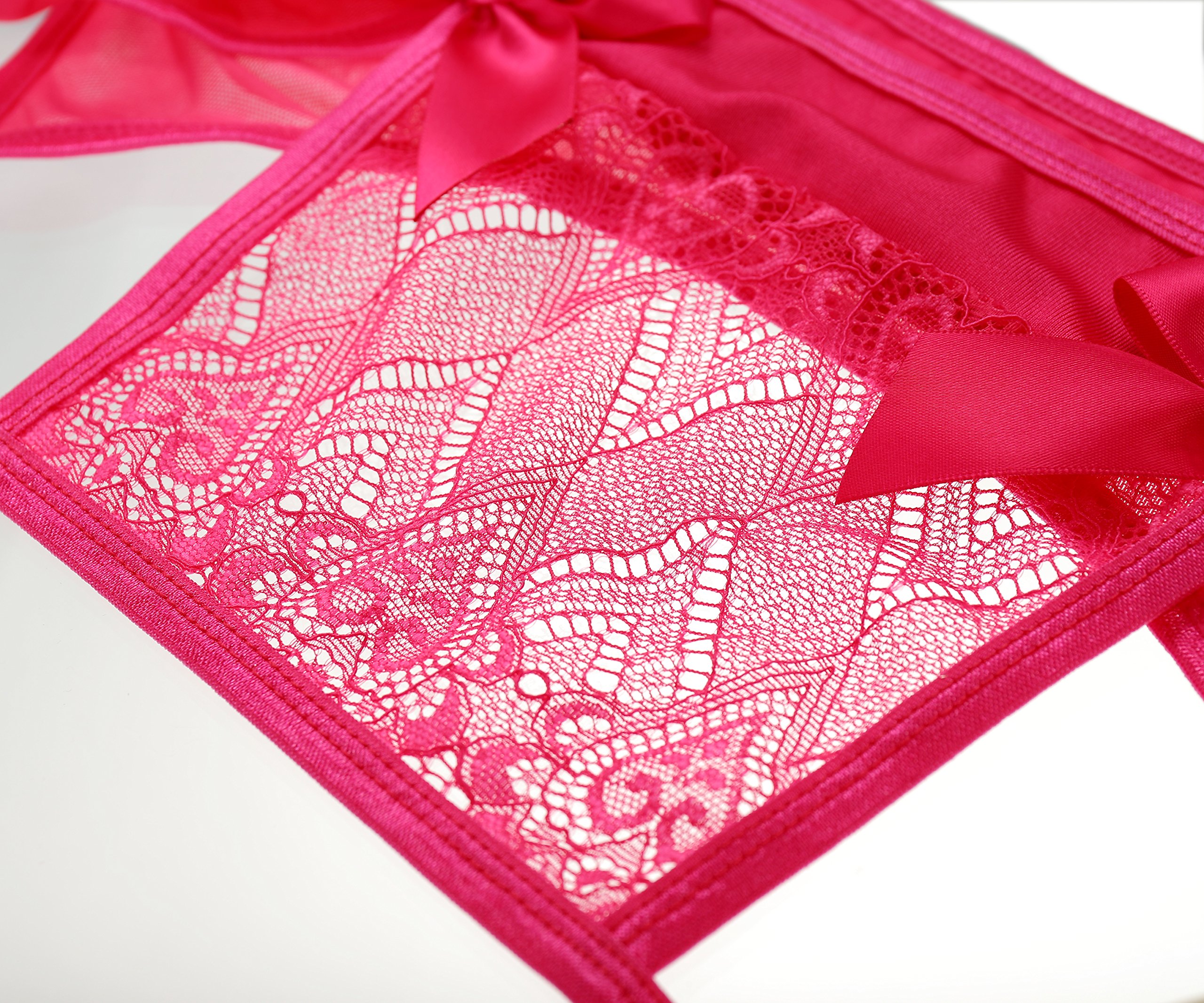 xspice Sexy Lingerie Set for Women, 3 Piece Lingerie for Women with Garter Belts and Thong, Excluding Stockings (M/L, Red)