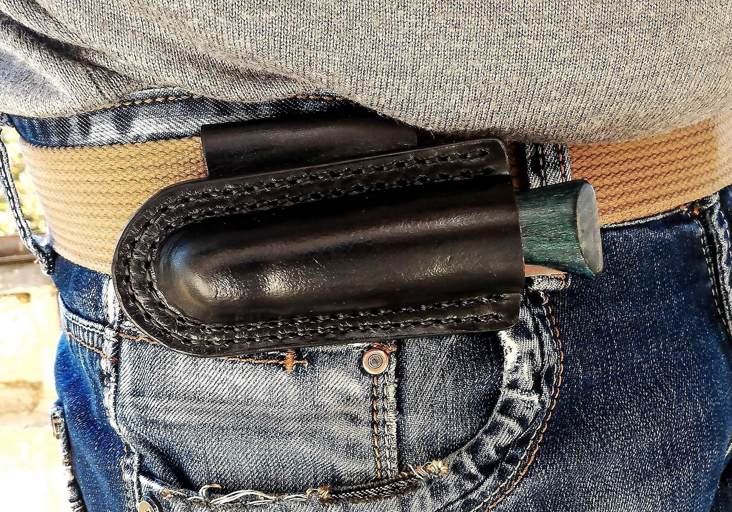 Horizontal carry Leather Sheath for Opinel with belt loop , folding knife pouch, pocket knife leather case, custom leather sheath, knife edc