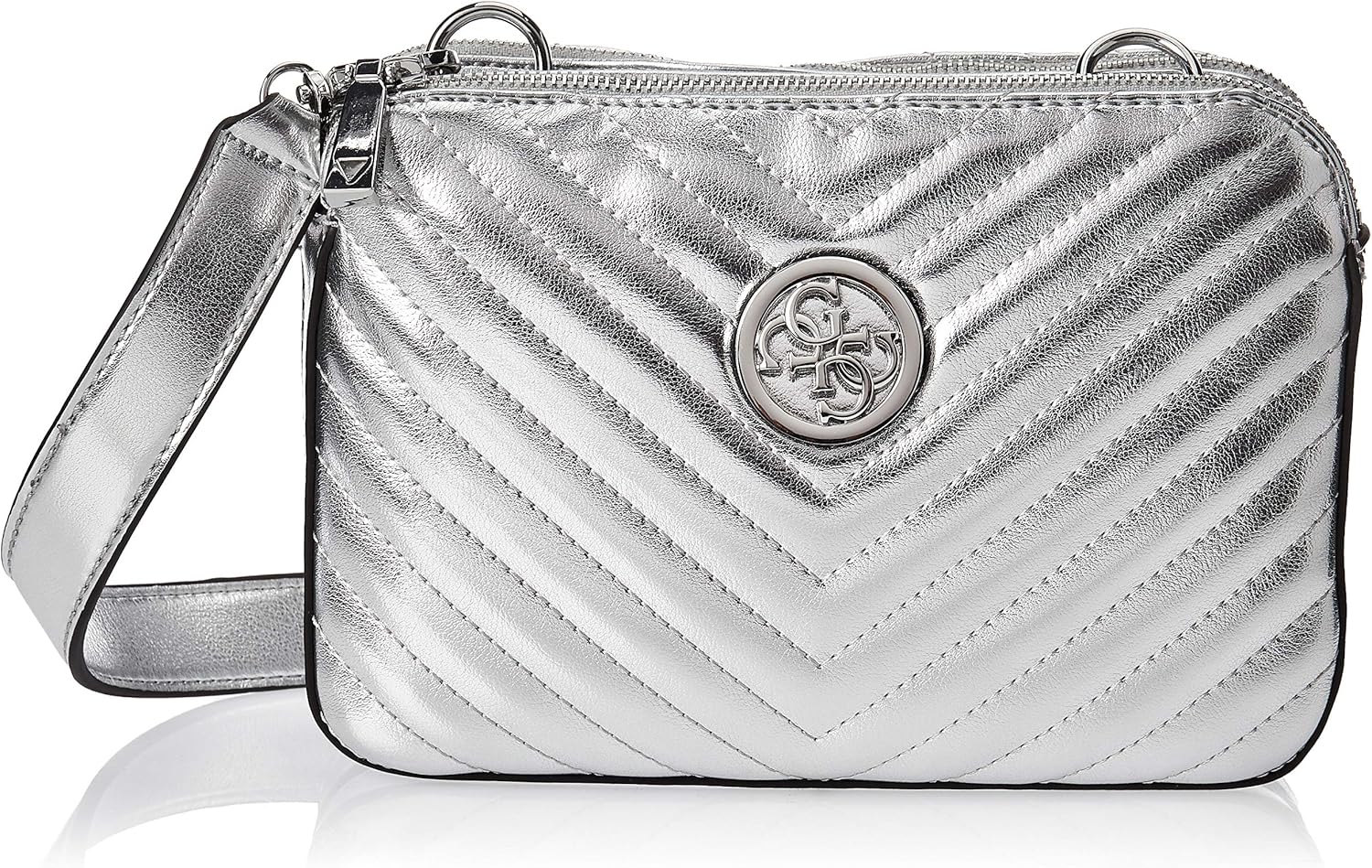Guess Women's Blakely Status Crossbody Cross Body Bag Silver