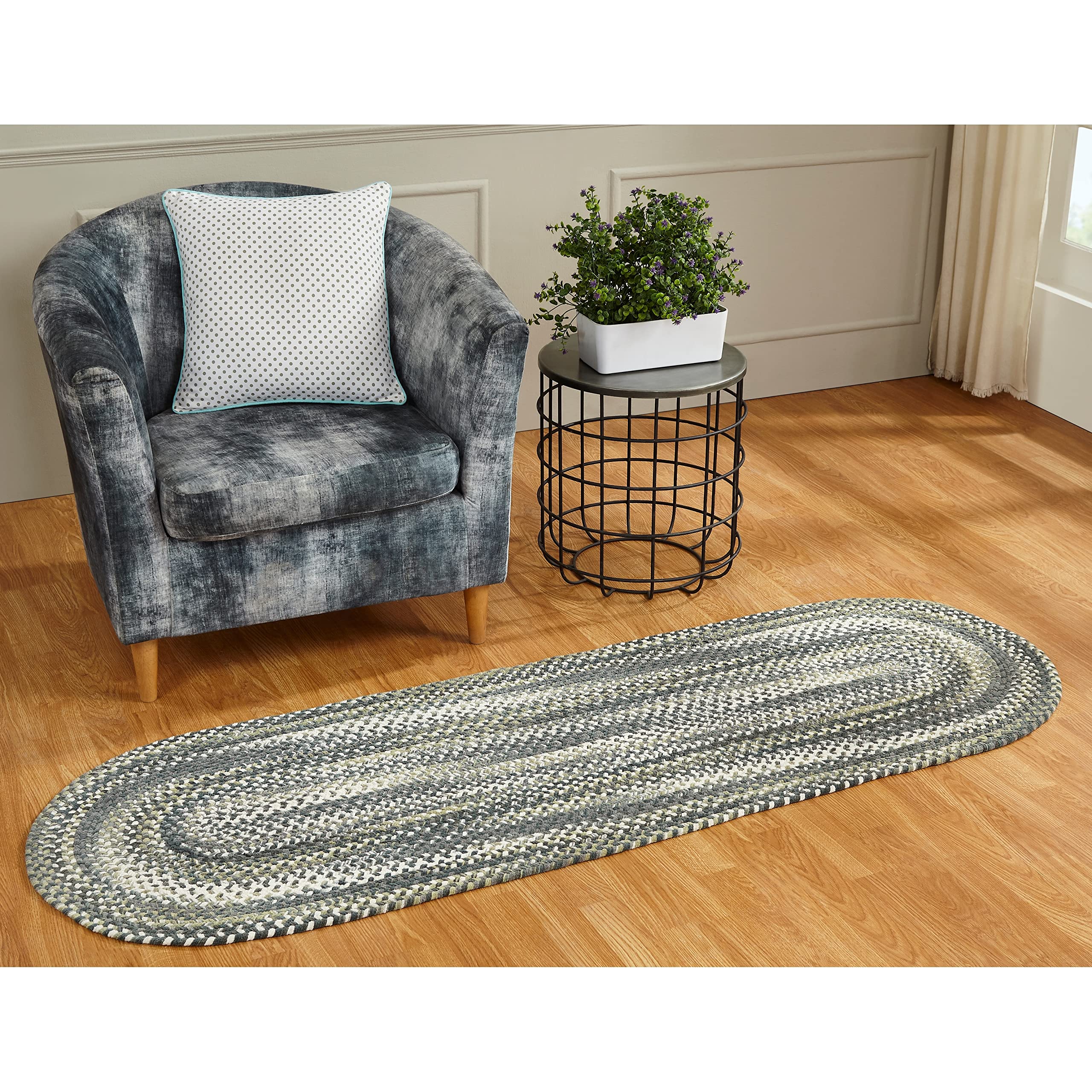 Better Trends Ombre Collection of Braided Super Soft and Plush Reversible Indoor Area Utility Rug 100% Cotton Chenille in Vibrant Colors, 24" x 72" Runner, Olive
