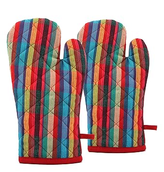 Raksha - 100% Cotton Oven Gloves-Pack of 2-(Multi Colour)
