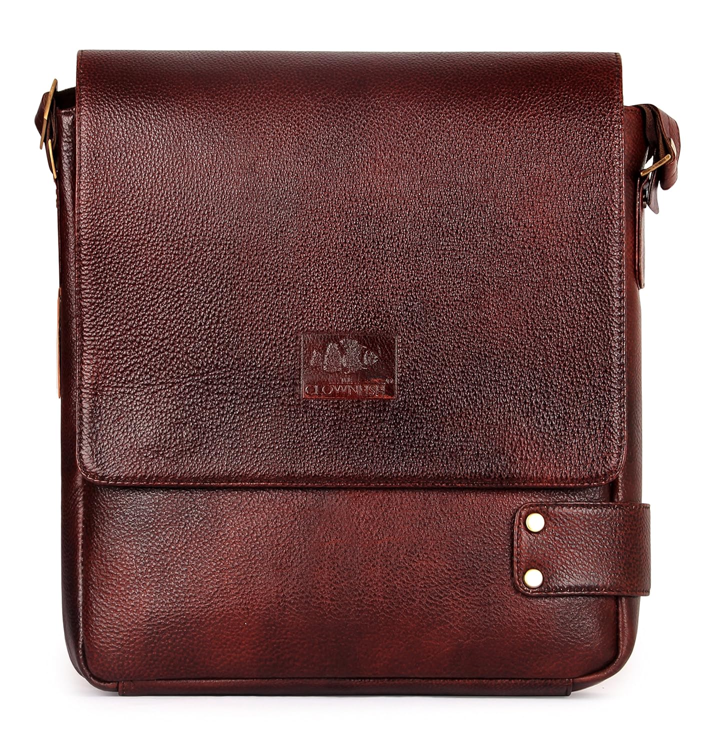 the clownfish classic genuine leather sling bag 10.5 inch tablet bag mahogany cross body bag (30 x 6.5 x 31 cm)