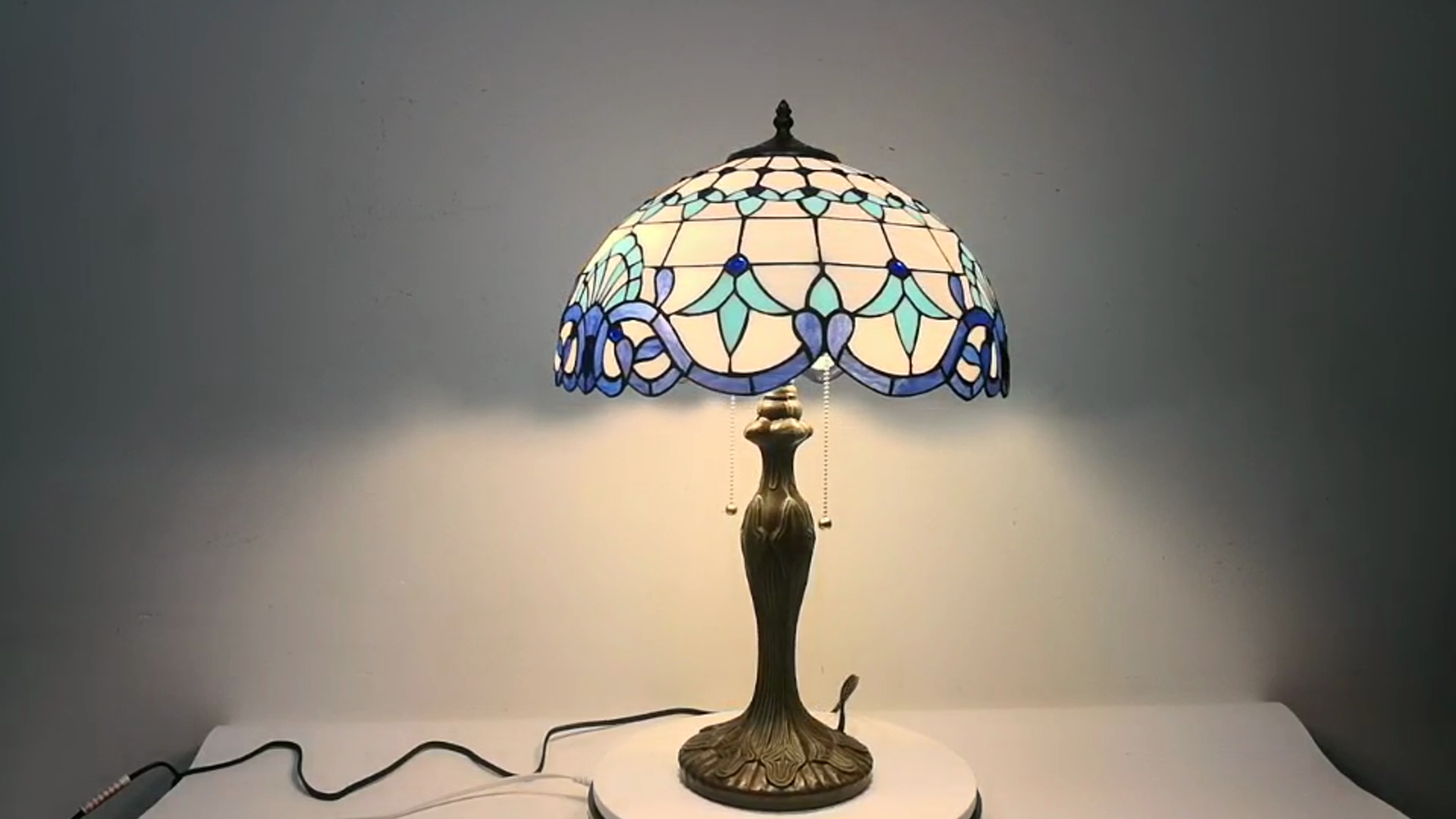 【coccinelle】ティファニーブルー　　No.667 WERFACTORY Tiffany Floor Lamp Navy Blue Baroque Stained