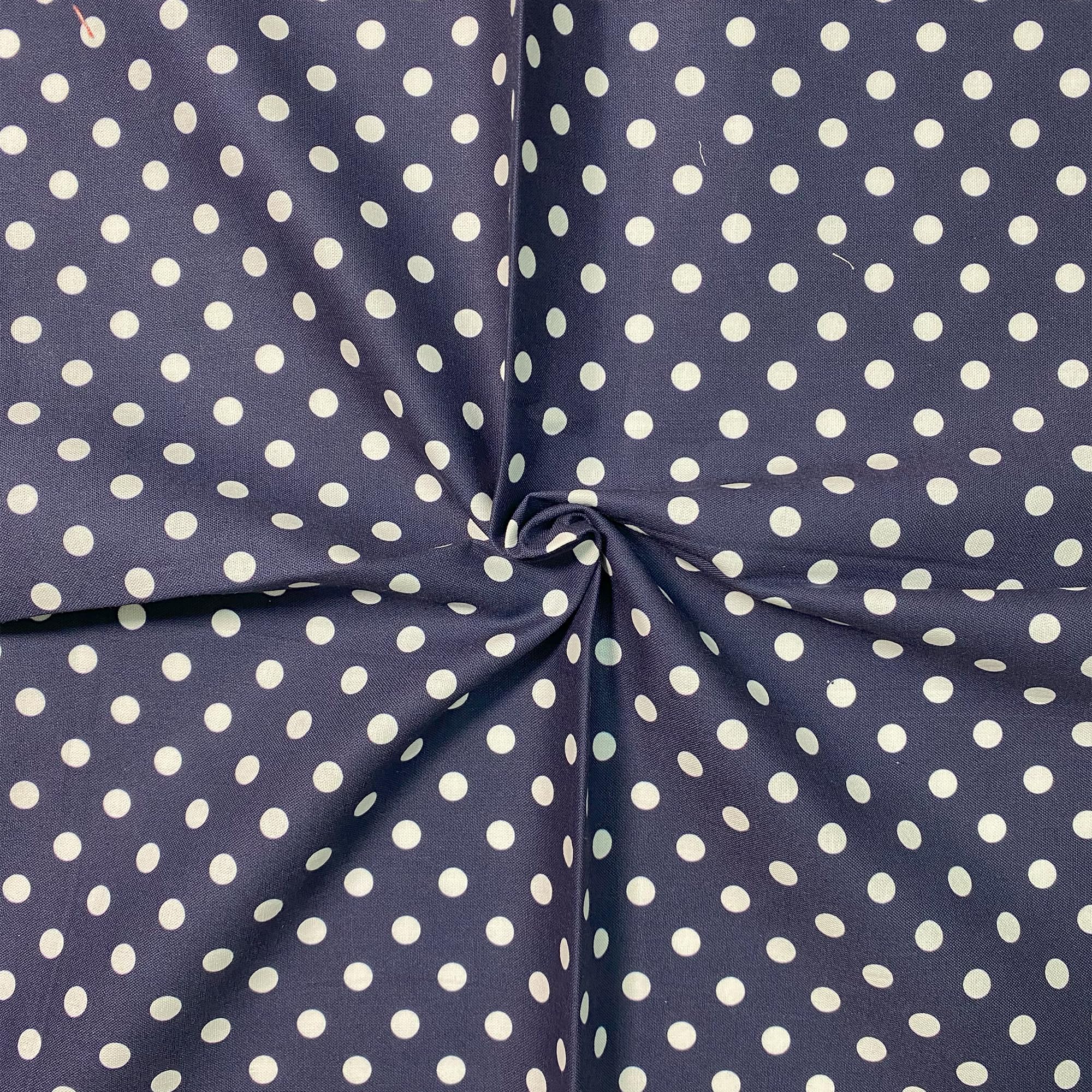 Cotton Fabric - 44" / 111cm Wide Fabric 8mm 100% Cotton Polka Dot for DIY, Home Décor, Dresses - Blue on White (1 Metre)