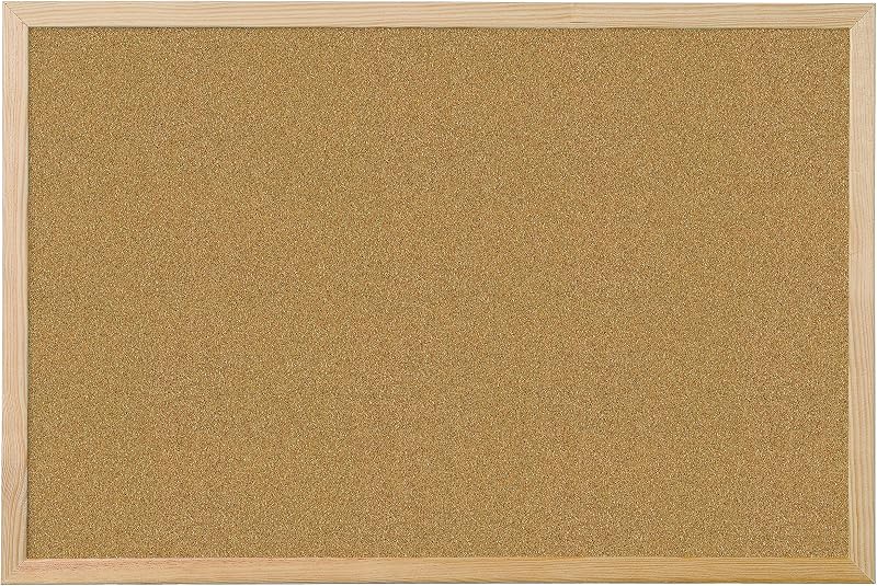 Q-Connect Lightweight Cork Noticeboard 600 x 900mm Wooden Frame + Fixings