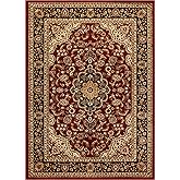Well Woven Barclay Collection Medallion Kashan Red 5x7 (5'3" x 7'3") Area Rugs - Stain & Fade Resistant - Perfect Red Rug for
