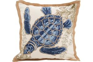 SARO LIFESTYLE Neptunian Collection Cotton Throw Pillow, 20", Sea Turtle