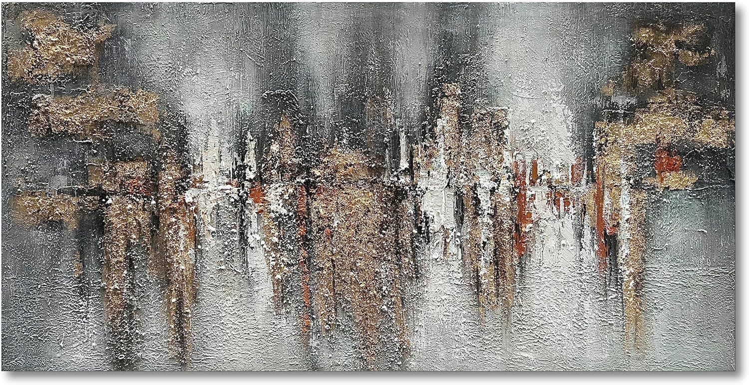 Paintings - Limiyer Art Hand-painted Landscape Abstract Oil Painting 24x48 Inch Textured Abstract Canvas Wall Art Home wall Decorative art