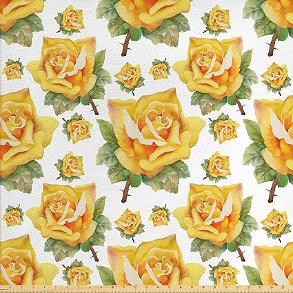 Amazon Com Ambesonne Rose Fabric By The Yard Botanical Pattern With Roses Natural Beauty Theme Aquarelle Summer Bouquet Decorative Fabric For Upholstery And Home Accents Multicolor