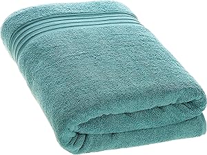 Hammam Linen Jumbo Bath Sheets 35 x 70 Inches Soft and Absorbent, Premium Quality 100% Cotton Large Bath Towels (Green Water, Bath Sheet)