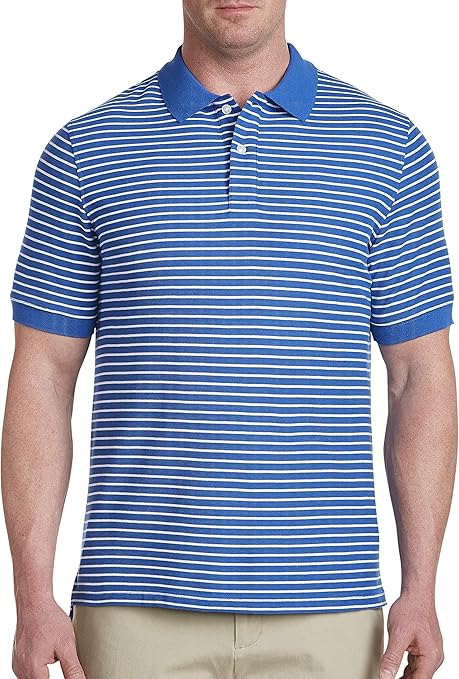 Harbor Bay by DXL Big and Tall Small Stripe Polo Blue White at Amazon Menâs Clothing store