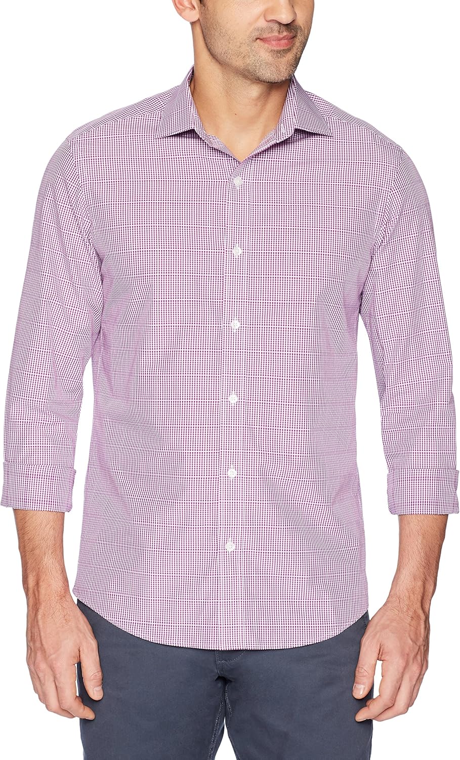 Buttoned Down Men's Standard Tailored Fit Supima Cotton Spread-Collar Dress Casual Shirt: Clothing