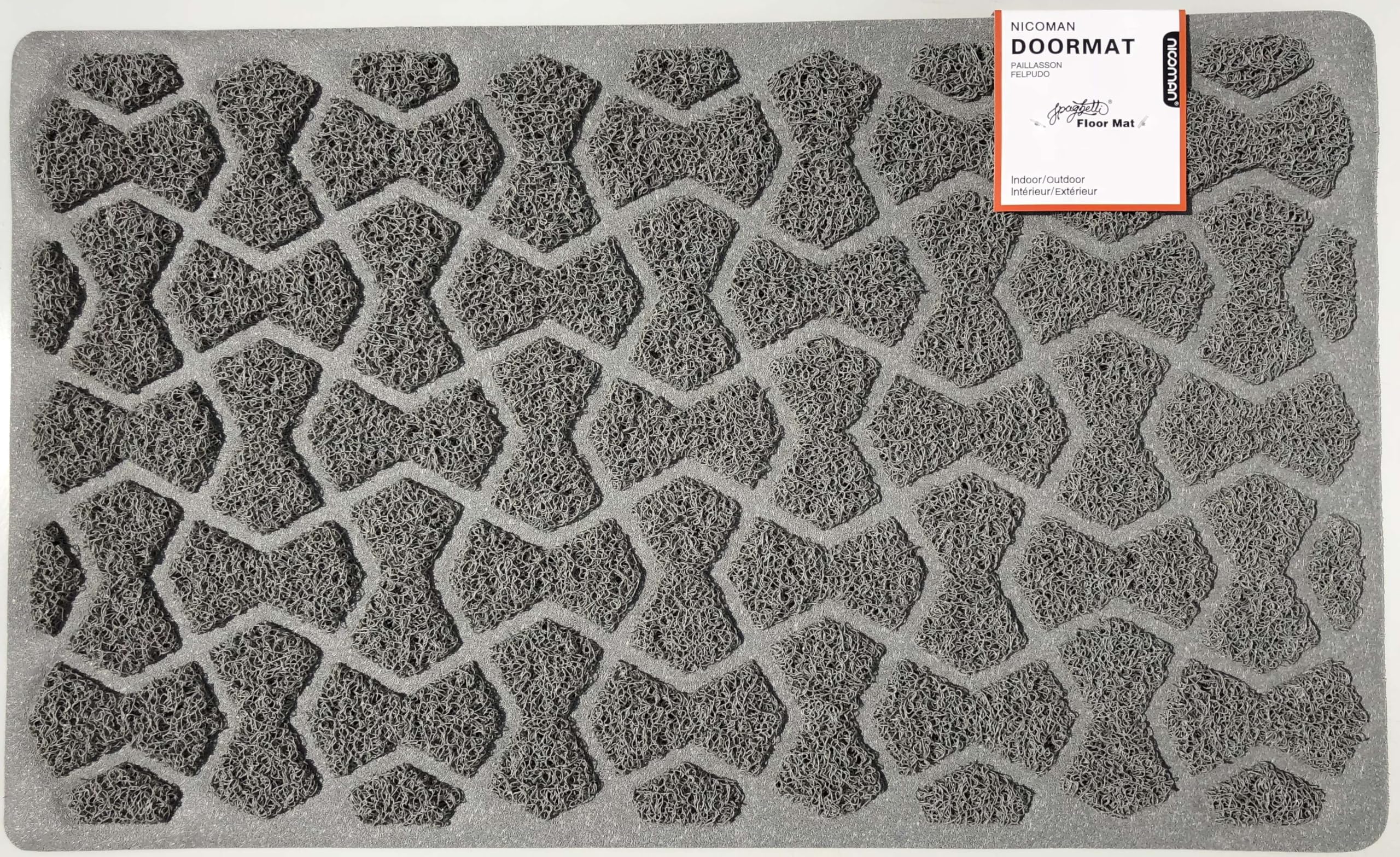 Nicoman Bow-Tie Shape Doormat｜Open Construction Drainage Mat｜For Outdoor Use ONLY(75x44cm, GREY, Use Outdoor Only)